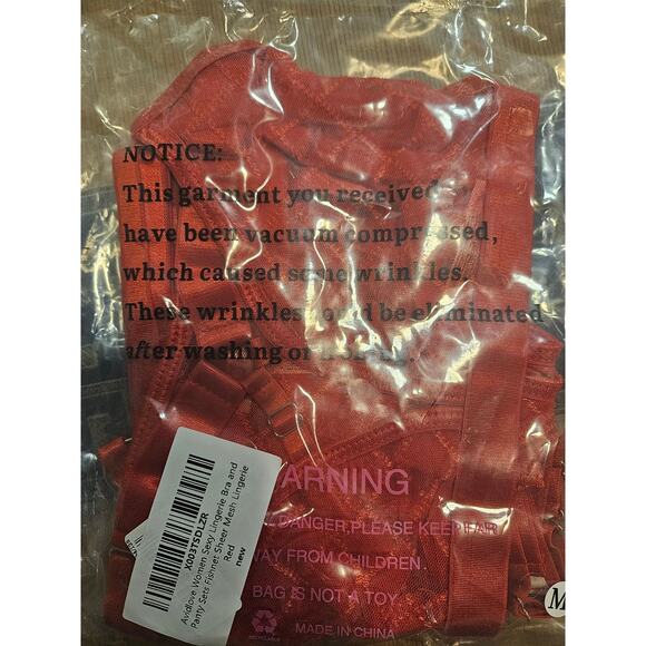 Avidlove Red Sexy Bra and Panty Lingerie Set Fishnet Sheer Mesh, Women's Med NWT - Picture 7 of 8
